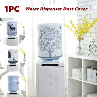 1 pieza Cubierta antipolvo elástica reutilizable con impresión de dibujos animados para dispensador de agua, accesorio para cubeta, mueble, cobertura de bebida