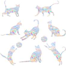 SHAWULA 10 pièces Autocollants de fenêtre pour chat pour empêcher les oiseaux de heurter les fenêtres, autocollants capteurs de soleil arc-en-ciel, autocollants vinyle arc-en-ciel réutilisables sans colle requise