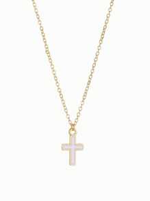 3 colores Collar de cadena de clavícula de mujer con colgante de cruz versátil y dulce, apto para fiesta, cita, playa, vacaciones y uso diario