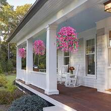 2/4Pcs Artificial Hanging Flowers, 29.5in Perfect Home Garden Decoration–Hanging Morning Glory, Artificial Simulation Flowers, Hanging Baskets Fake Flowers For Home Porch Patio Balcony - 彩色 - 查看 7