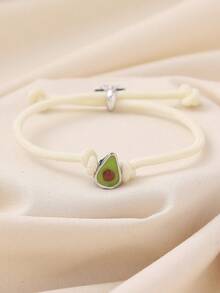 1pc Adorable Cartoon Braided Rope Crystal Star Fruit Avocado Watermelon Pineapple Carrot Decor Adjustable Bracelet For Women, Suitable For Beach, Vacation, Bar, Commute, Casual, Party, Gift, Daily Wear - Multicolor - View 8