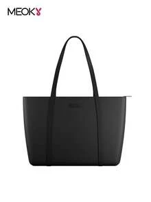 Women's Large Shoulder Bag – Stylish Handbag With Zipper & Inner Pocket, Unique Design, Ideal For Work, Shopping, Dating - Black - View 1