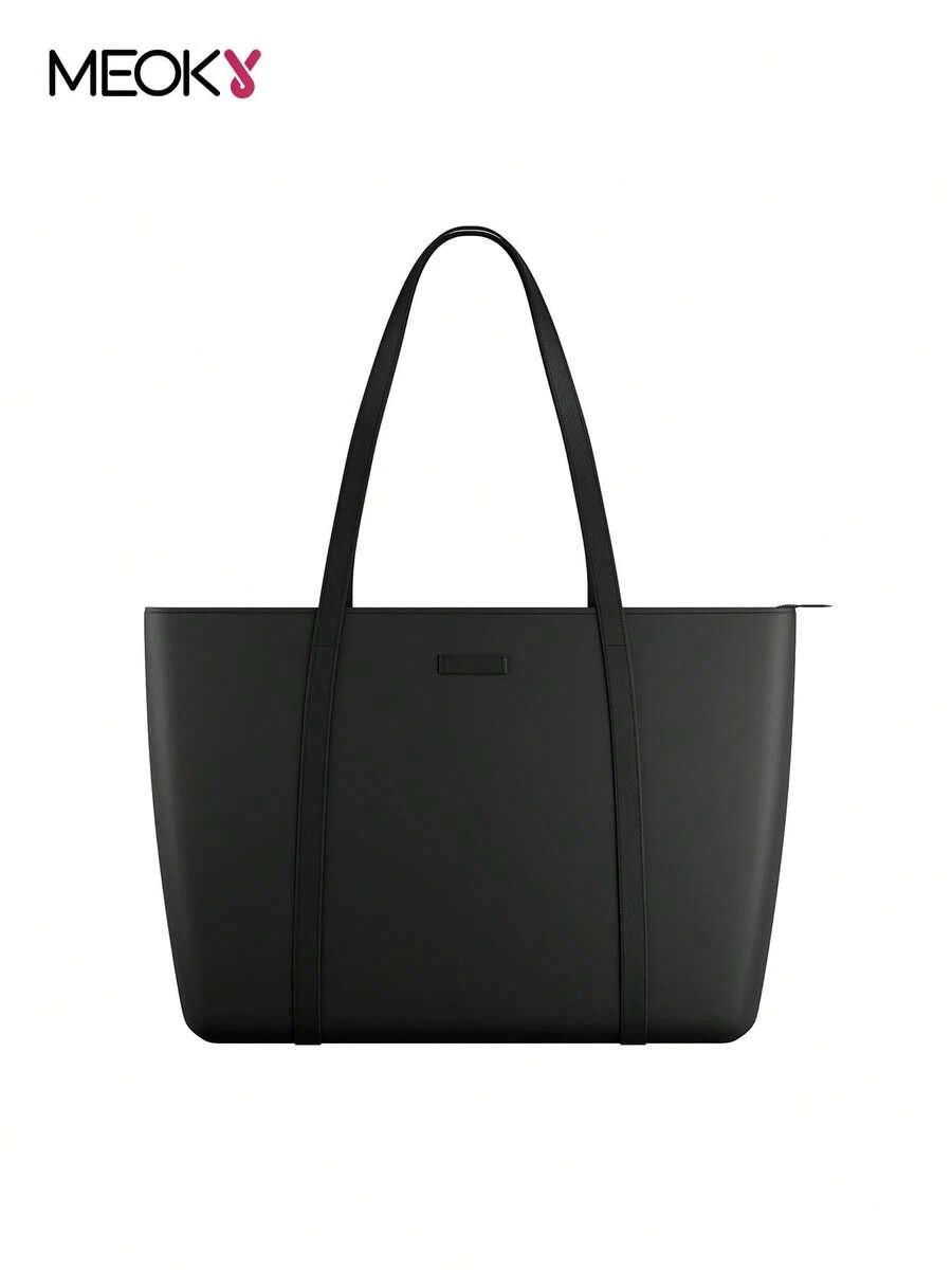 Women's Large Shoulder Bag – Stylish Handbag With Zipper & Inner Pocket, Unique Design, Ideal For Work, Shopping, Dating - Black - View 1