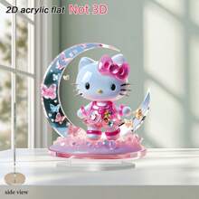 Sanrio Impresión plana en 2D, 1 pieza, decoración de sobremesa pequeña de Hello Kitty con luna plateada y mariposa de estilo art decó de Sanrio, perfecta para el comedor, la cocina, la sala de estar, el hogar y los regalos, recuerdos de fiesta, decoraciones de fiesta, regalos navideños, regalos de cumpleaños, de vuelta a la escuela