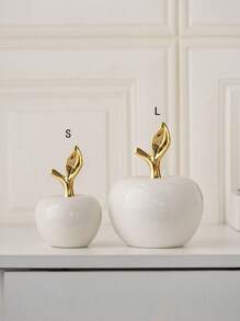 1 Peça Ornamento Cerâmico em Formato de Maçã, Branca, Decoração de Estilo Criativo e Luxuoso, Adequada para Celebração de Festas, Escritório, Quarto, Sala de Estar, Casa, Decoração de Feriado