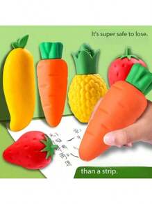 2pcs/5pcs Jumbo Fruit Erasers, Creative Student Stationery, Cute Mango,Strawberry,Carrot Shape Erasers