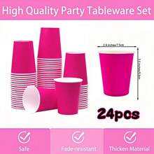 24/48 件热粉色纸杯，9 盎司一次性咖啡杯茶杯，冷热饮料杯生日婚礼派对用品节日野餐派对用品，适用于餐厅、餐车、厨房、办公室情人节 - 粉色 - 查看 11
