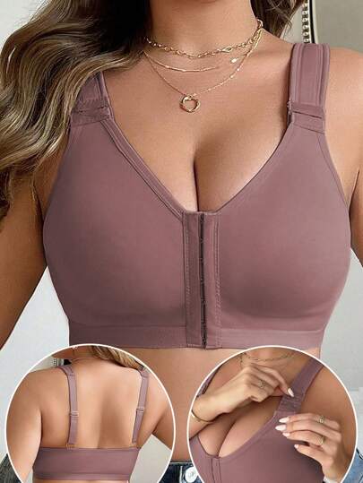 Sujetador inalámbrico de fácil cierre frontal, para uso diario, tallas grandes