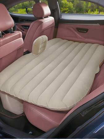 Een set van opblaasbaar automatras, kampeermatras, draagbaar reismatras, slaapmatras, opblaasbaar bed, gevlokt SUV-matras, opvouwbaar automatras, zacht en comfortabel, draagbaar en opblaasbaar, gemakkelijk mee te nemen, opblaasbaar bed met luchtpomp, reparatieset, opbergtas, 2 kussens