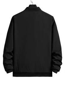 1pc Men's Casual Solid Color Thermal Lined Jacket, Versatile For Daily Wear, Winter - Black - View 3