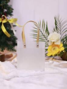 1 set de caja de regalo transparente con escarcha, caja de empaquetado de caramelos de boda, caja de empaquetado de regalo de fiesta, diseño de estilo simple, apropiada para empaquetar regalos de cumpleaños, caramelos de boda, etc. (Excluye cintas y paja) - transparente - Ver 4