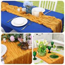 1 Stück Käsetuch Tischläufer Sommer Boho Landhaus Gaze Tischdecke 120 Zoll 10FT Käsetuch Läufer für Party Baby Dusche Heim Dekoration Feiertags Dekorationen