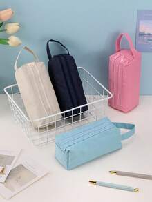 Bolsas de lápices bordadas con nombre Canvas, bolsa de almacenamiento, bolso de almacenaje personalizado, estuche de cosméticos, accesorios de viaje multiusos, ahorra espacio, letras, a rayas exquisitas y elegantes, ordenadas con contrato, casual, hallazgos de tesoros básicos únicos, regalo ideal para su novia, familia, amigos para aniversarios. Regreso a la escuela, útiles escolares, suministros escolares. Vuelta a clases, regalos para la oficina, la universidad, el dormitorio, los estudiantes universitarios, estudiantes de secundaria y preparatoria.So Para estudiantes, maestros, adolescentes, preparatoria, universidad secundaria, escuela secundaria secundariaesh para estudiantes y universidadSoPara estudiantes