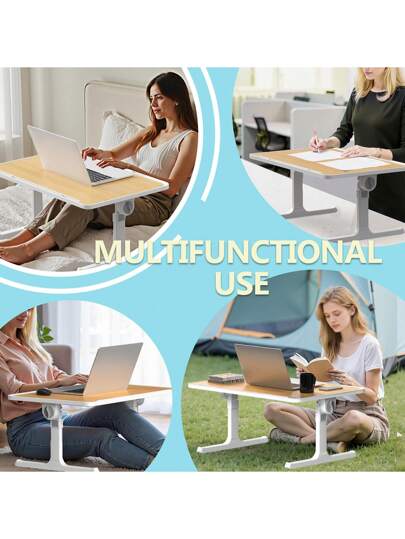 LILIIN Portable Foldable Laptop Tafel Height Adjustable Bedside 60 39.5 Cm Tablet Holder, Anti Slip Strip MDF Bed, Ofa Travel, Verlichting Gray/Warm White/Brushed Black/Walnut/White Maple view 8