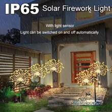 1 Peça 90/150/200/300/400 Luzes de Fogos de Artifício Alimentadas por Energia Solar com 8 Modos Diferentes, Projetadas para Uso Externo e Perfeitas para Pátios, Camping e Caminhos, Disponíveis nas Opções de 60, 200 ou 300 LEDs.