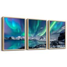 3Pcs Abstract Wall Art Prints, Framed Canvas Wall Art Geometric Line Sunset Artwork Paintings, Living Room Bedroom Dining Room Home Decoration Framed Canvas Print Decorative Painting, Interior Home Wall Decoration Art