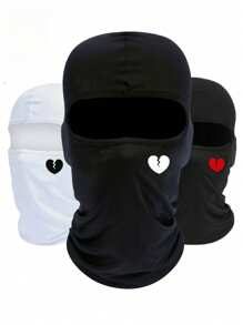 1pc Heart Print Ski Mask Balaclava Face Mask For Men Women UV Protection Windproof Scarf For Snowboard Motorcycle