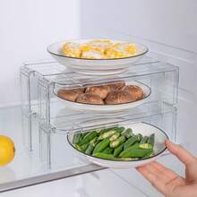Multi-Layer Kitchen Refrigerator Shelf Organizer, Household Layered Divider Rack For Tableware, Spice Jars, Storage