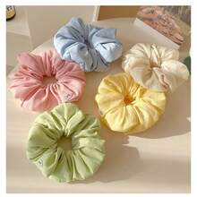 1 件奶油泡芙发圈，超大黄色布发带，奢华大发饰，优雅休闲 - 彩色 - 查看 3