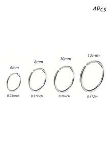 1/3/4 件钢制细小鼻环软骨穿孔耳钉 Sanwood 0.8 毫米直径 6 毫米/8 毫米/10 毫米 - 彩色 - 查看 21