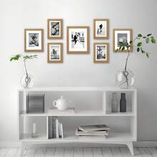 Juego de marcos de fotos de 7 piezas, que incluye uno de 8 x 10, dos de 5 x 7 y cuatro de 4 x 6 en tres tamaños, adecuado para una decoración elegante del hogar o la oficina - Marrón - Ver 7