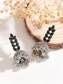 1 Pair Vintage Leaf Earrings With Bells And Tassels, Traditional Jewelry, Suitable For Women To Wear Daily, Festivals, Weddings And Parties/Jewelry Gift
