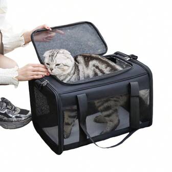 Soft-Sided Pet Harness & Collapsible Carrier Set – Adjustable Dog Cat Vest With Padded Travel Bag For Small Pets Up To 6kg – Lightweight, Ventilated, TSA Approved For Summer Adventures!