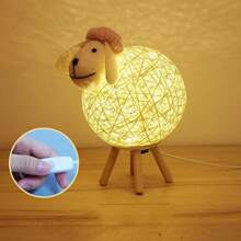 1 peça de luz noturna de cordeiro, alimentada por USB, adequada para decoração de escritório e casa, decoração de escritório, design otimista, decoração de ovelha