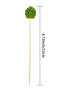 Green Leaf Cocktailspieße – 100 Stücke dekorative Bambus-Zahnstocher, Bambus-Cocktailspieße, Party-Zahnstocher, dekorative Obstspieße, Vorspeisenspieße, Essensstäbchen, tropische Partydekoration, 4,7 Zoll Partyspieße für Obst, Vorspeisen, Essensgarnitur, ideal für tropische Themen-, Hochzeit- und Hawaii-Partys