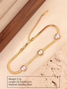 1 pieza Brazalete de acero inoxidable chapado en oro de 18K con colgante geométrico de moda, adecuado para uso diario o fiestas de mujeres, también ideal como regalo para el Día de la Madre - Amarillo Oro - Ver 14
