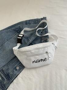 1pc Custom Waist Bag Messenger Bag, Corduroy Fashion Simple Casual Sports Chest Bag. Customized Personalized Mobile Phone Waist Bag. Women's Chest Bag Men's Waist Bag Travel Hip Bag Back To School Graduation Gift For Teachers, Friends, Classmates And Family