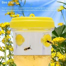 Transparenter Kunststoff Insekten-Fänger für Outdoor, mit gelbem Deckel - kein Strom nötig, effektiv zum Fangen von Fruchtfliegen, Wespen und Blattläusen, transparentes Design für einfache Überwachung, Insekten-Falle