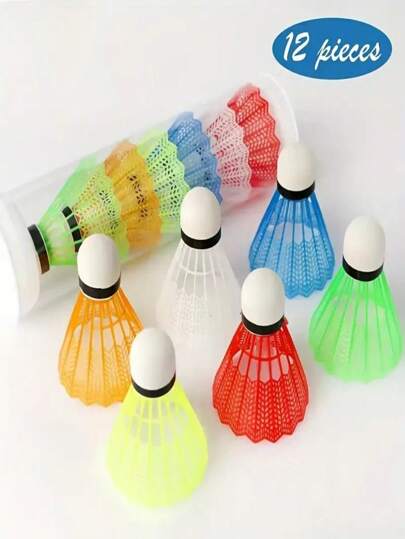 12/20 piezas Volantes de bádminton de colores, hechos de material de nailon a prueba de viento para interiores/exteriores, adecuados para partidos y entrenamientos de bádminton, cabezas de plumas de EVA arcoíris - Volantes de bádminton de poliamida, para juegos de interior/exterior, ligeros y fáciles de seguir, accesorios de bádminton, suministros de entrenamiento de bádminton, adecuados para deportes al aire libre, accesorios deportivos, educación física, patio de recreo, actividades familiares, equipo de ejercicio, regalos para hombres y mujeres