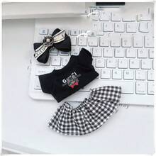 LABOBO 10cm Doll Clothes, High-End Lattice Print Mini Dress Set For LABUBU Blind Box