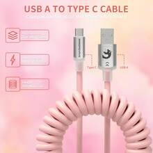 ATTACK SHARK C01 Ultra-High Definition RGB Spiral Keyboard Cable, Custom-Made USB-C Aviation Plug Gaming Keyboard Cable, Dual-Layer Braided Stable Design, 2M Type-C To USB-A High-Speed Cable, Detachable Metal Aviation Plug, Suitable For PC Gamers - Multicolor - View 5