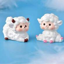 A Cute Resin Micro Landscape Ornament Featuring Animal Figurines Like Puppy, Piglet, And Lamb