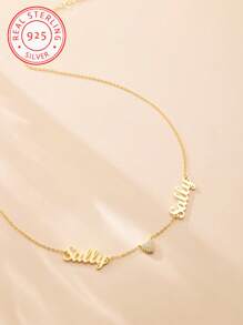 Collana con pendente a forma di cuore in argento 925 con due nomi in inglese e zirconi, in stile vintage, casual, carino, minimalista, personalizzata in modo unico e semplice. Regalo ideale per fidanzate, madri, famiglia, amici, per anniversari, compleanni, per vestirsi quotidianamente, per feste di laurea, festa della mamma, San Valentino, laurea, matrimonio, feste