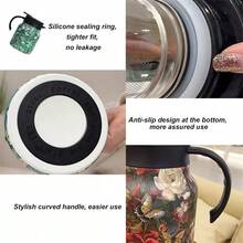 Stainless Steel Teapot, Double Wall Insulation Teapot, Elegant Floral Design With Strainer - Màu vàng - Xem 6