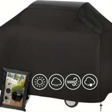 1pc Extra-Large Heavy-Duty Waterproof Grill Cover - Durable BBQ Accessory For Camping & Hiking, Heat Resistant, Easy To Clean, Weatherproof Protection For Outdoor Grills, Black Polyester With Drawstring Closure, Grill Covers For Outside