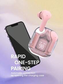MEIYIXING DIGITAL TECHNOLOGY MEIYIXING Transparent TWS Wireless Earbuds, With LED Power Display Screen, Sports And Exercise In-Ear Headphones, Volume Control, Compatible With Smartphones, Capacitive Microphone, High-Quality Music, 200mAh Long Battery Life, Single-Play Duration Up To 2-5 Hours
