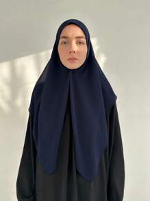 1pc Solid Color Women's Versatile Rectangular Instant Hijab Headscarf, Breathable Comfortable Lightweight High Density Chiffon Knitted Fabric, 175*70cm Chiffon Rectangular Scarf, Undershirt Headscarf, Shawl, Hijab, Suitable For Everyday Wear