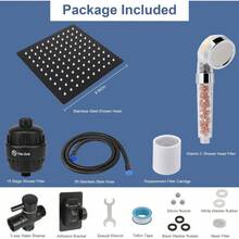 Filter Shower Head, High Pressure Rainfull With Filter Combo For Hard Water, Remove Chlorine Fluoride And Harmful Substances- 1 Replaceable Filter Cartridge (8 Inch, Matte Black) - Đen mờ - Xem 8