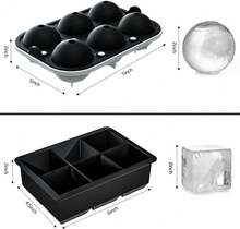 ROTTAY Ice Cube Trays (Set Of 2), Sphere Ice Ball Maker With Lid &Amp; Large Square Ice Cube Maker For Whiskey, Cocktails And Homemade, Keep Drinks Chilled Black - màu đen - Xem 5