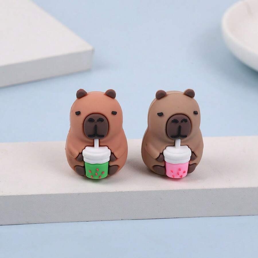 Sacapuntas en forma de capibara, diseño de animal lindo, útiles escolares, color aleatorio - Multicolor - Ver 1