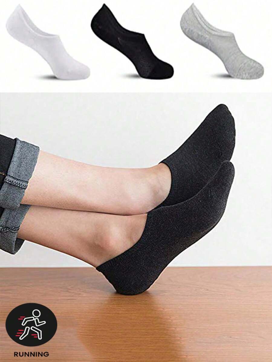 6 Pairs Men's Low Vamp Invisible Socks, Thin Low-Cut Ankle Socks For Summer