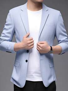 Chaqueta de traje azul claro para hombre, diseño minimalista y elegante, blazer formal casual de negocios