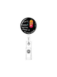 1pc Cute ID Badge Holder, Name Card Case, Retractable Key Chain Reel, Gift For Nurses And Doctors