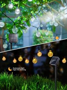 1 Conjunto de 20/30/50/100/200 Luzes de Corda Solares Esféricas de LED para Uso Externo, Luzes Solares Fadas Decorativas, Adequadas para Jardim, Terraço, Varanda, Casamento e Decoração de Natal, Ideal para o Natal