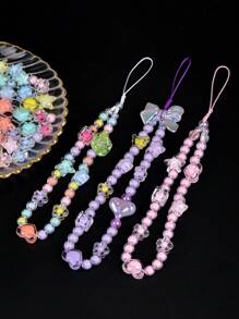 100pcs/Pack Assorted Flower, Heart, Star, Cube, Round Acrylic Beads With Hole, Suitable For DIY Bracelet, Necklace, Phone Chain, Hair Accessories, Jewelry, Handicrafts