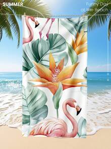 1 件印花沙滩巾,火烈鸟图案游泳巾,浴巾,时尚风格沙滩巾,超强吸水浴巾,适用于浴室、游泳、健身、瑜伽,柔软舒适的超细纤维毛巾,轻巧便携,防风防晒,防沙,适合夏季旅行,度假浴室装饰,建议常规尺寸和更大尺寸,(35 * 75cm 小尺寸毛巾,建议 150cm 或以上) - 彩色 - 查看 2